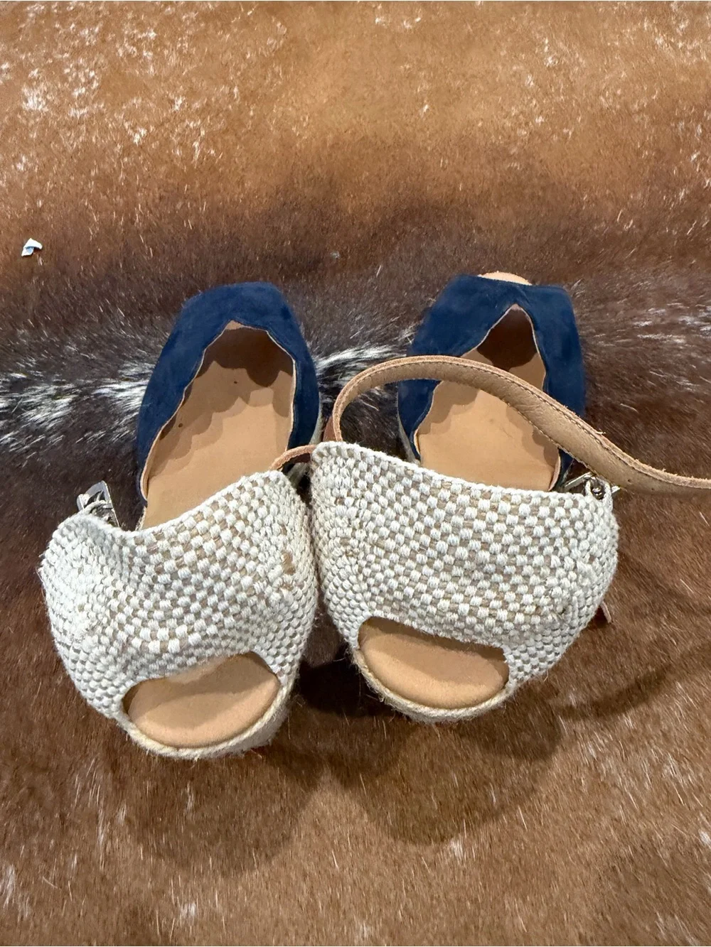 Espeanti Made in Spain Navy Suede Espadrille Wedge Size 38